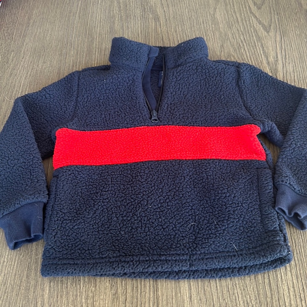 Janie and Jack blue and red fleece boys Pullover 1/2 Zip